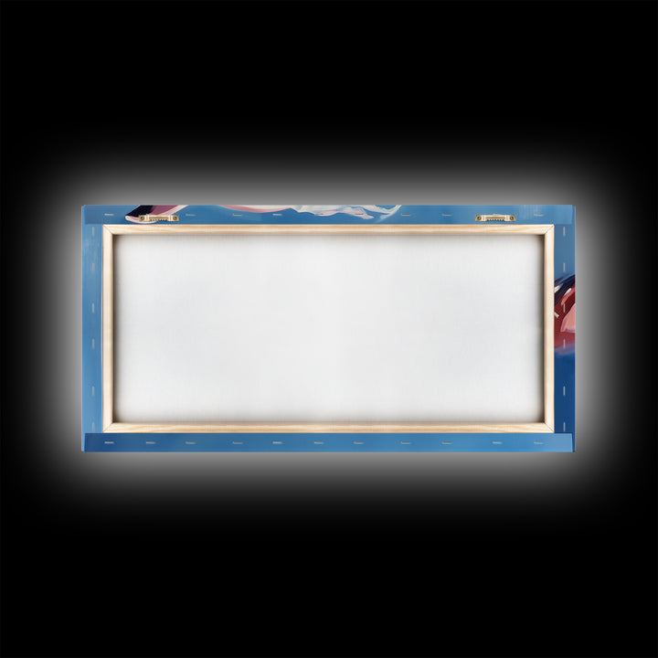 Dolphin Painting, Ocean Wall Art, Coastal Home Decor, Marine Life Artwork, Blue and Pink Art, Beach House Art, Framed Canvas Print