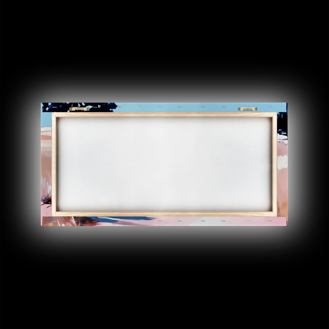 Countryside Path Art, Rustic Landscape Print, Minimalist Nature Painting, Warm Autumn Decor, Serene Scenic Artwork, Framed Canvas Print