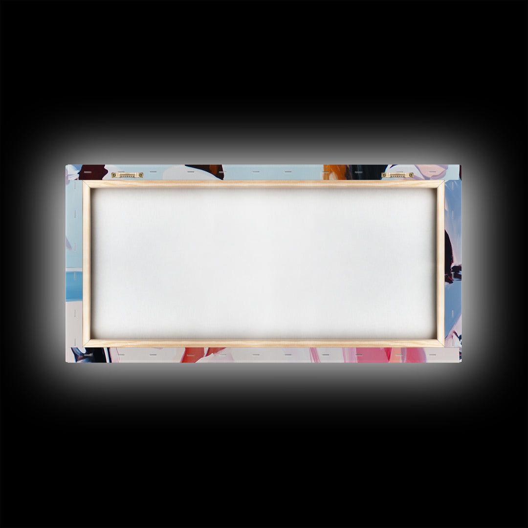 Beach Wedding Art, Elegant Women Painting, Soft Pastel Coastal Decor, Feminine Ocean Scene, Chic Minimalist Aesthetic, Canvas Print