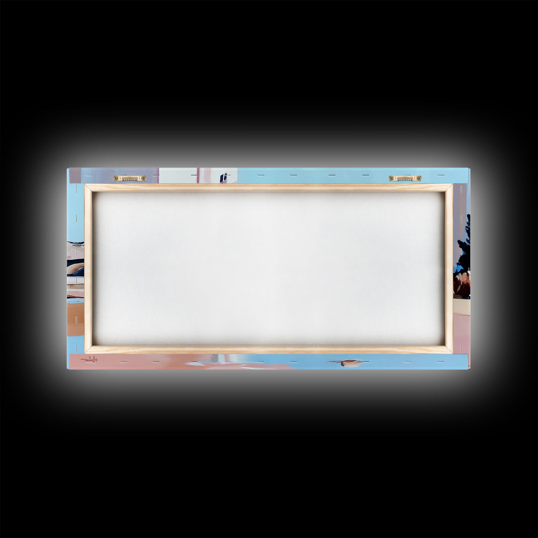 Desert Landscape, White House, Pink Trees, Canvas Print, Modern Southwest Art, Living Room Wall Art, Warm Earthy Tones, Minimalist Nature