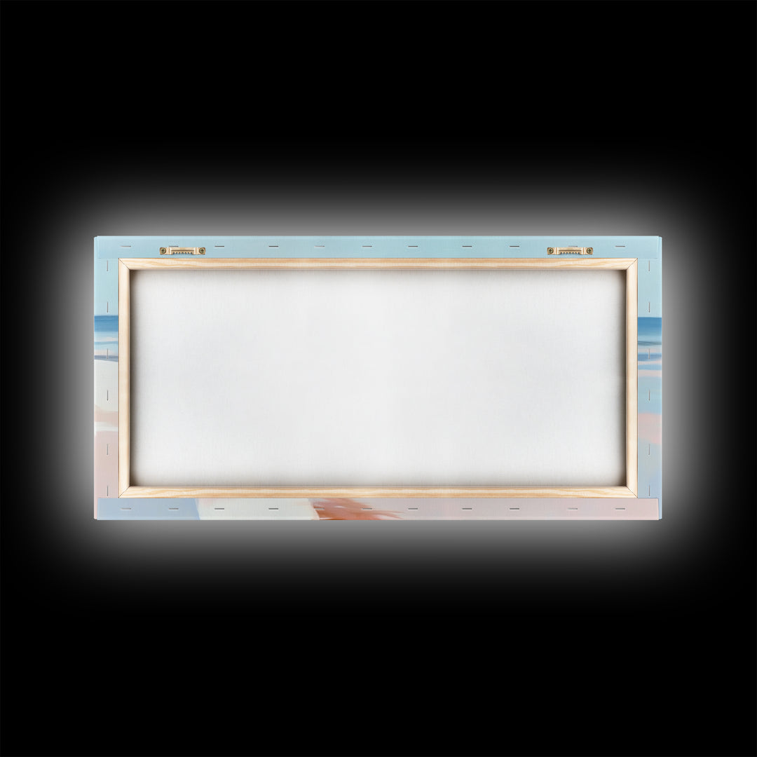 Beach Boat, Ocean Reflection, Coastal Calm, Canvas Print, Minimalist Nautical Art, Summer Home Decor, Living Room Wall Art, Tranquil Vibes