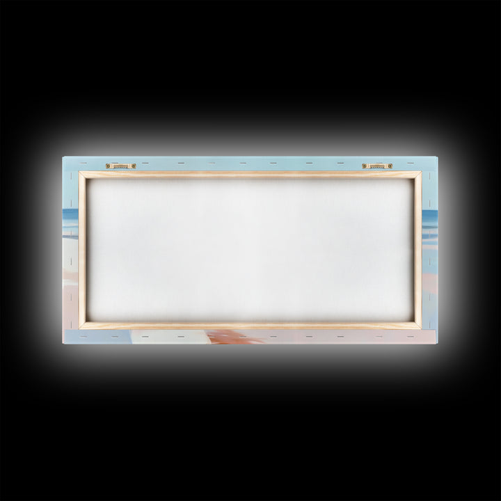 Beach Boat, Ocean Reflection, Coastal Calm, Canvas Print, Minimalist Nautical Art, Summer Home Decor, Living Room Wall Art, Tranquil Vibes