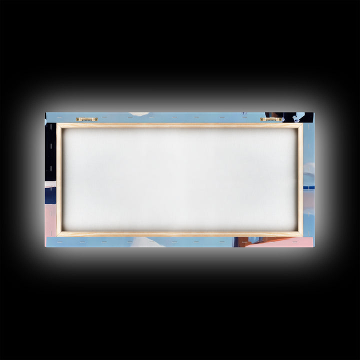 Cloudy Seascape Reflection, Tranquil Coastal Print, Minimalist Ocean Decor, Soft Pastel Landscape, Zen Home Art, Bedroom Framed Canvas Print