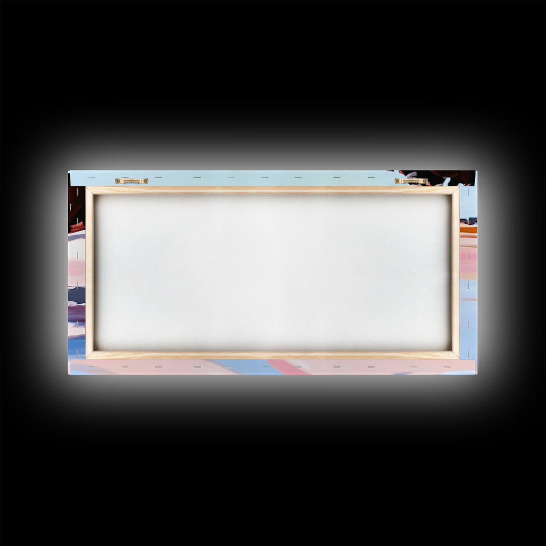 Cliffs Water, Reflection, Canvas Print, Coastal nature art, contemporary seascape painting, shoreline view, pastel scenery, ocean decor