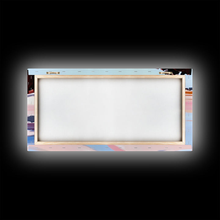 Cliffs Water, Reflection, Canvas Print, Coastal nature art, contemporary seascape painting, shoreline view, pastel scenery, ocean decor