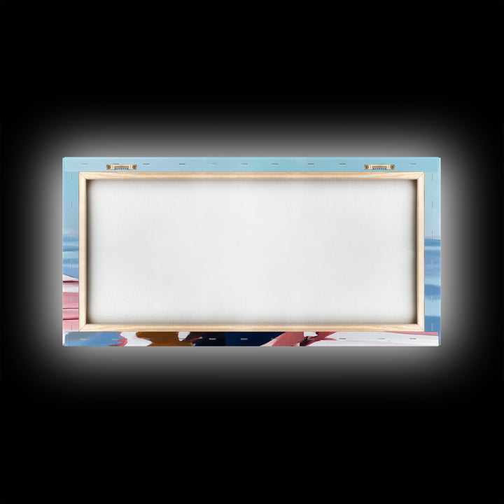 Dock on Water, Minimalist Seascape, Coastal Decor, Nautical Wall Art, Modern Beach Home, Summer Vibes, Blue Wall Art, Framed Canvas Print