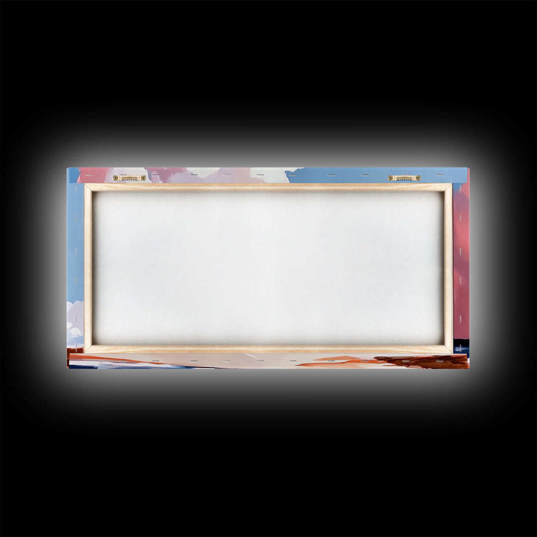 Cloudscape, Dreamy Sky, Coastal Horizon, Framed Canvas Print, Minimalist Art, Blue and Pink Decor, Bedroom Wall Art, Sky Lover Gift