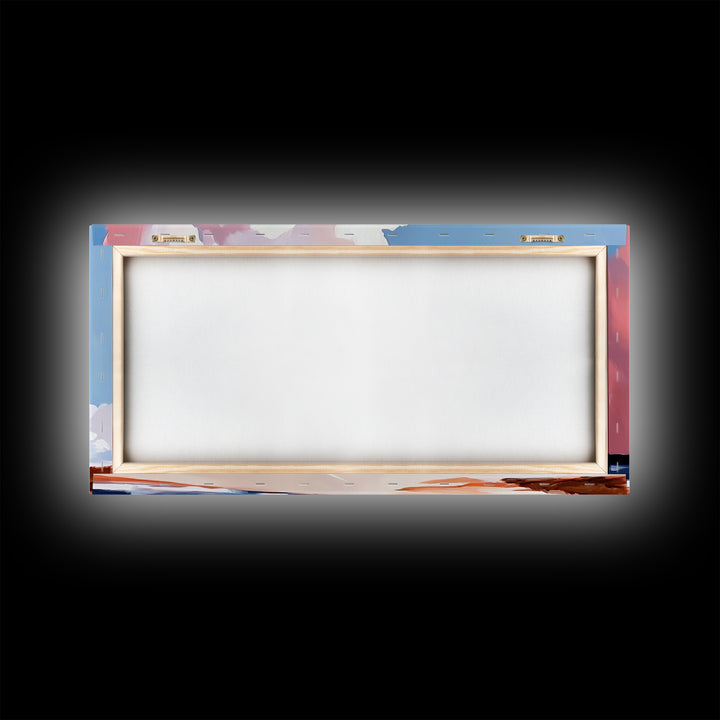 Cloudscape, Dreamy Sky, Coastal Horizon, Framed Canvas Print, Minimalist Art, Blue and Pink Decor, Bedroom Wall Art, Sky Lover Gift