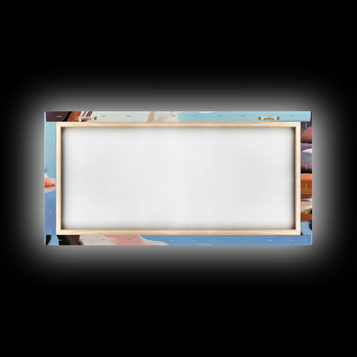 River Rocks, Reflections, Framed Canvas Print, Minimalist Nature Art, Abstract Water Scene, Earthy Wall Art, Modern Decor, Living Room