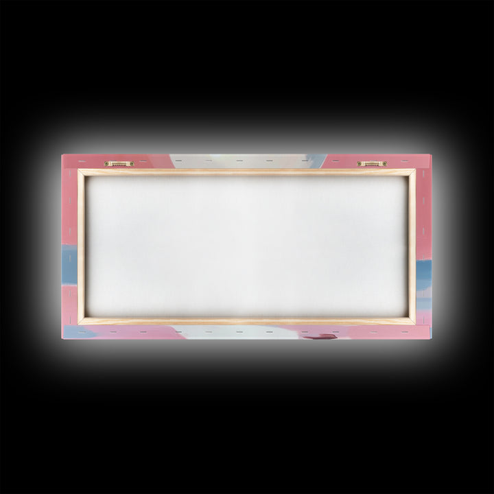 Blush Waves, Surf Art, Framed Canvas Print, Pink Seascape, Coastal Decor, Feminine Ocean Painting, Minimalist Wall Art