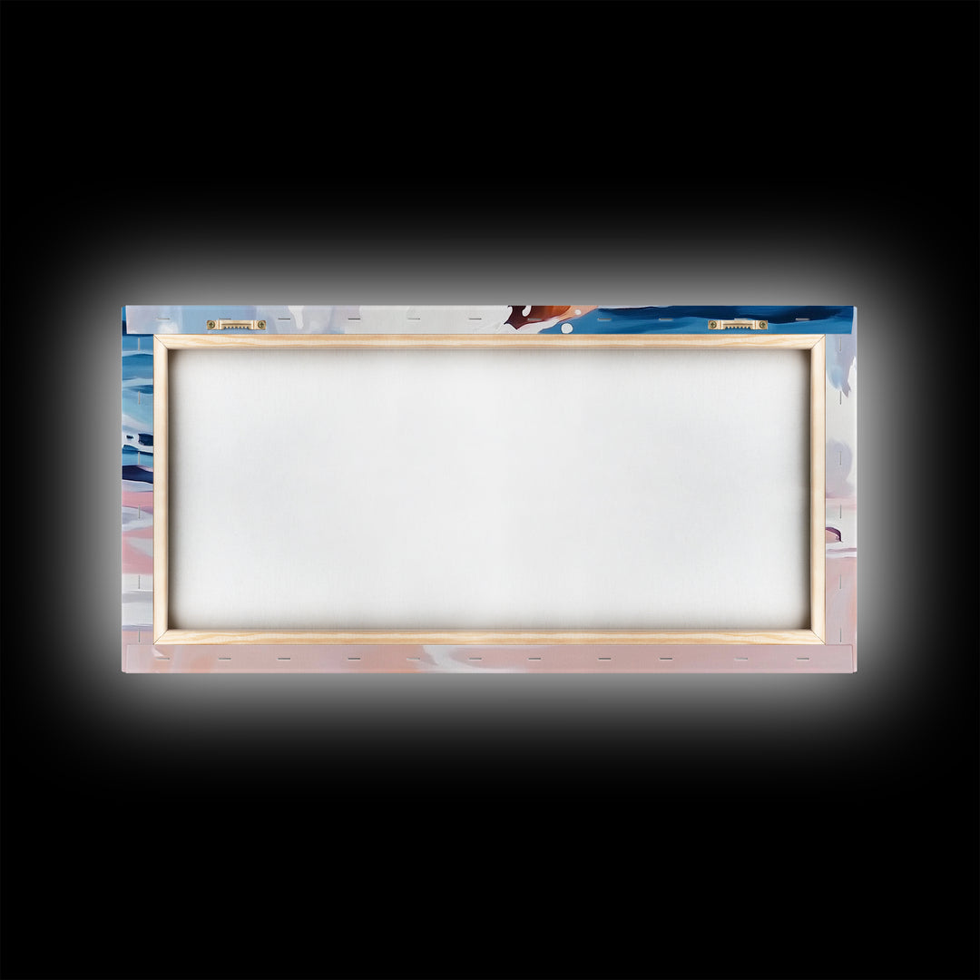 Rocky Shore, Wave Crash, Framed Canvas Print, Coastal Wall Art, Beach House Decor, Serene Seascape, Modern Ocean Painting