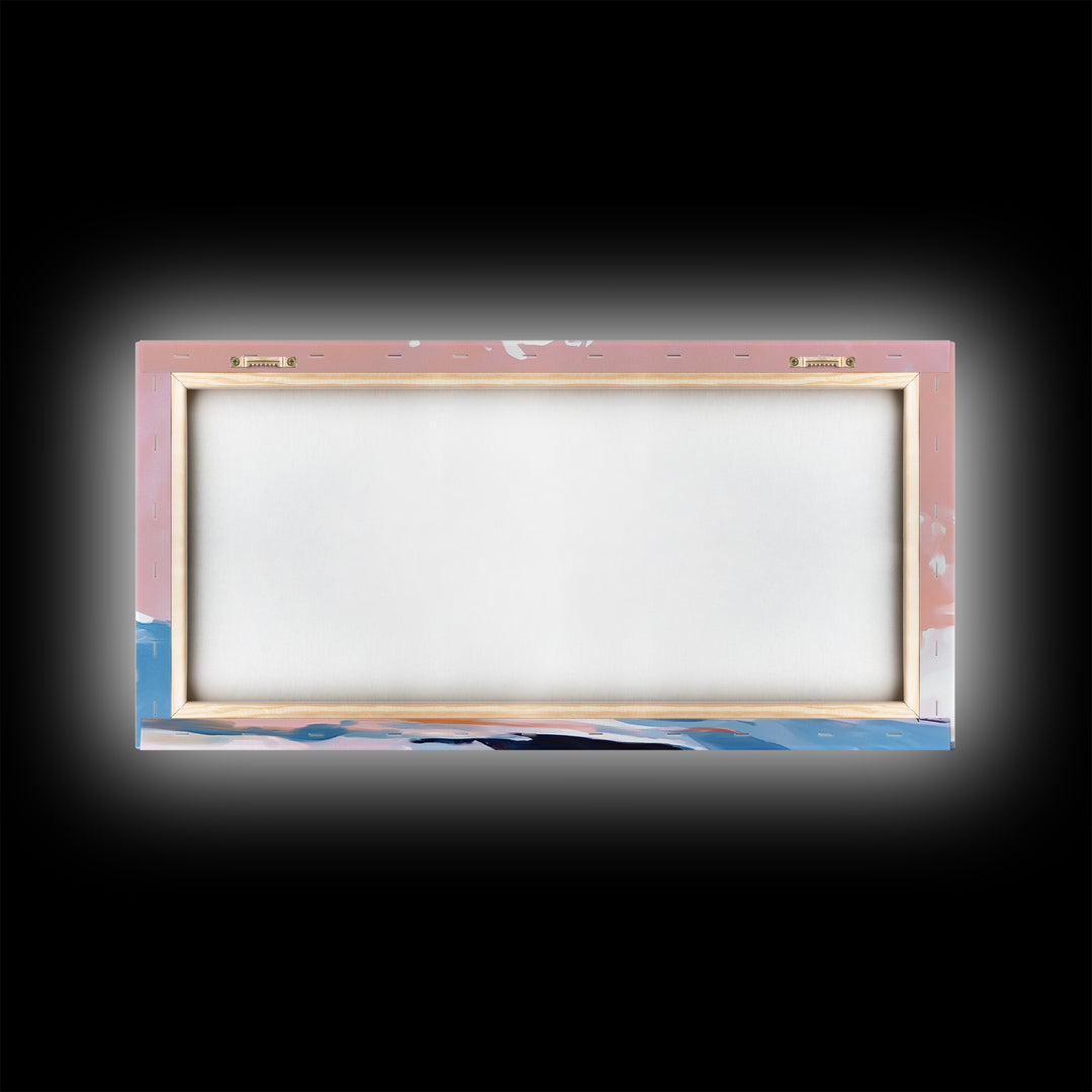 Blush Wave, Ocean Spray, Framed Canvas Print, Coastal Art, Modern Beach Decor, Serene Seascape, Surfer Aesthetic, Pastel Painting