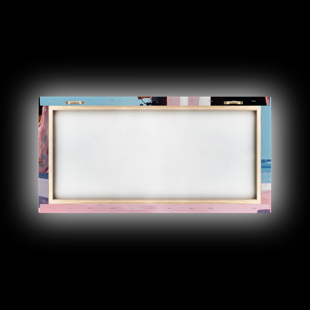 Coastal Retreat, Mediterranean Art, Framed Canvas Print, Beach House Decor, Minimalist Seascape, Pastel Ocean Painting, Modern Wall Art