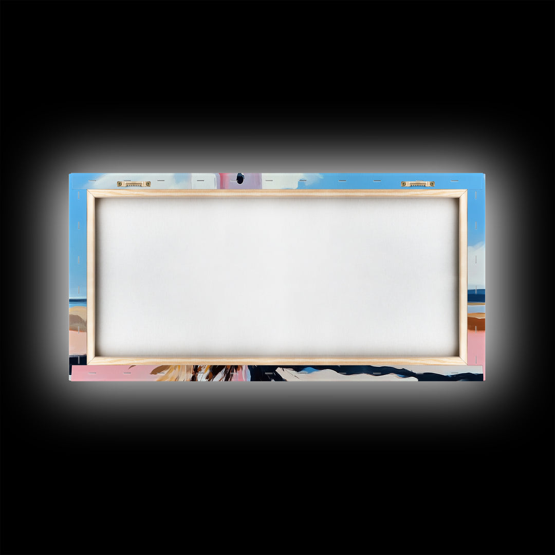 Coastal Lighthouse, Beach Wall Art, Nautical Decor, Ocean Landscape, Seaside Home, Modern Minimalist, Framed Canvas Print