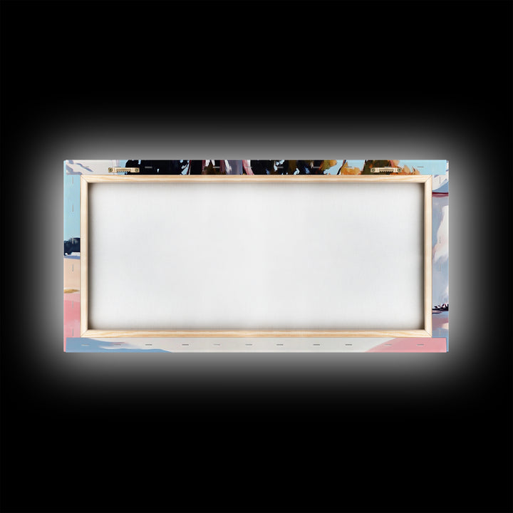 Country Road, Rural Landscape, Serene Nature, Golden Fields, Rustic Farmhouse, Countryside Charm, Warm Autumn Hues, Canvas Print