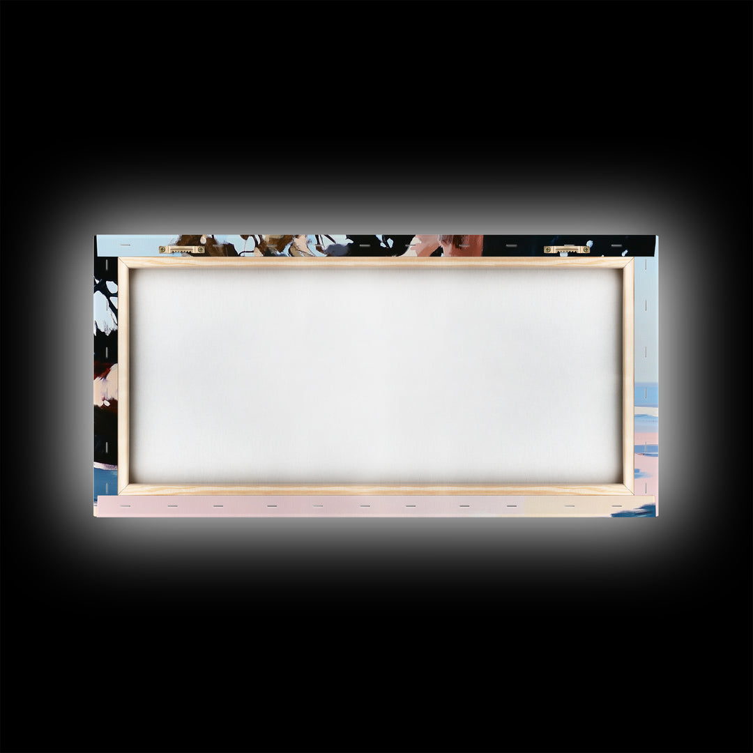 Coastal Tree, Beach Serenity, Ocean Landscape, Minimalist Aesthetic, Tranquil Seascape, Boho Decor, Nature Art, Framed Canvas Print