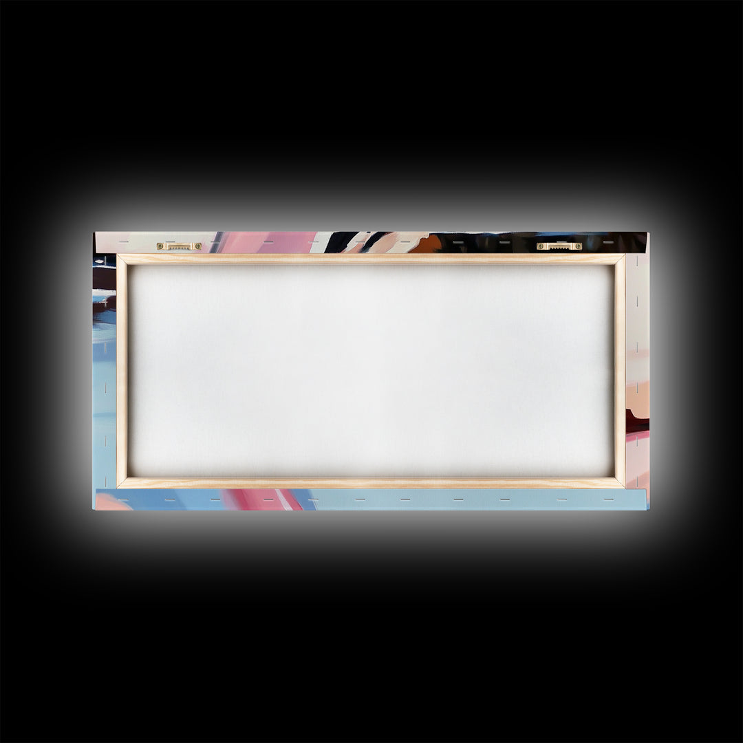 Flowing Water, Abstract Landscape, River Reflection, Soft Blues and Pinks, Peaceful Nature, Contemporary Minimalism, Canvas Print