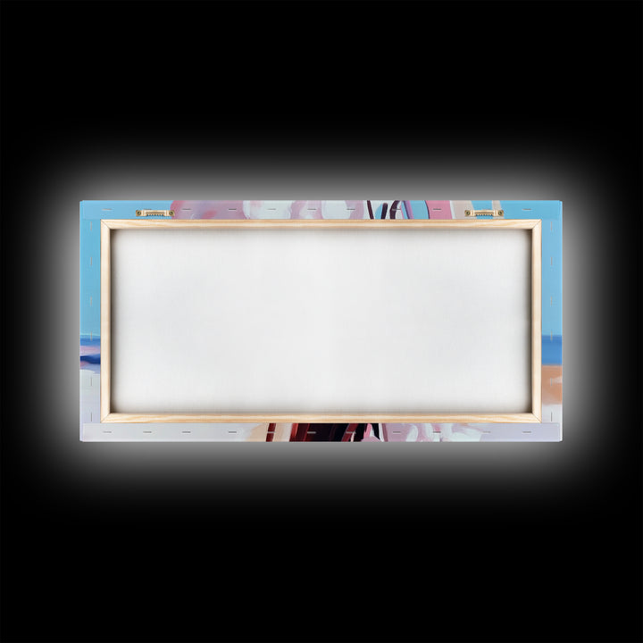 Coastal Flowers, Beach House Art, Pink Blossom Painting, Nature Wall Art, Minimalist Decor, Framed Canvas Print, Modern Living Room