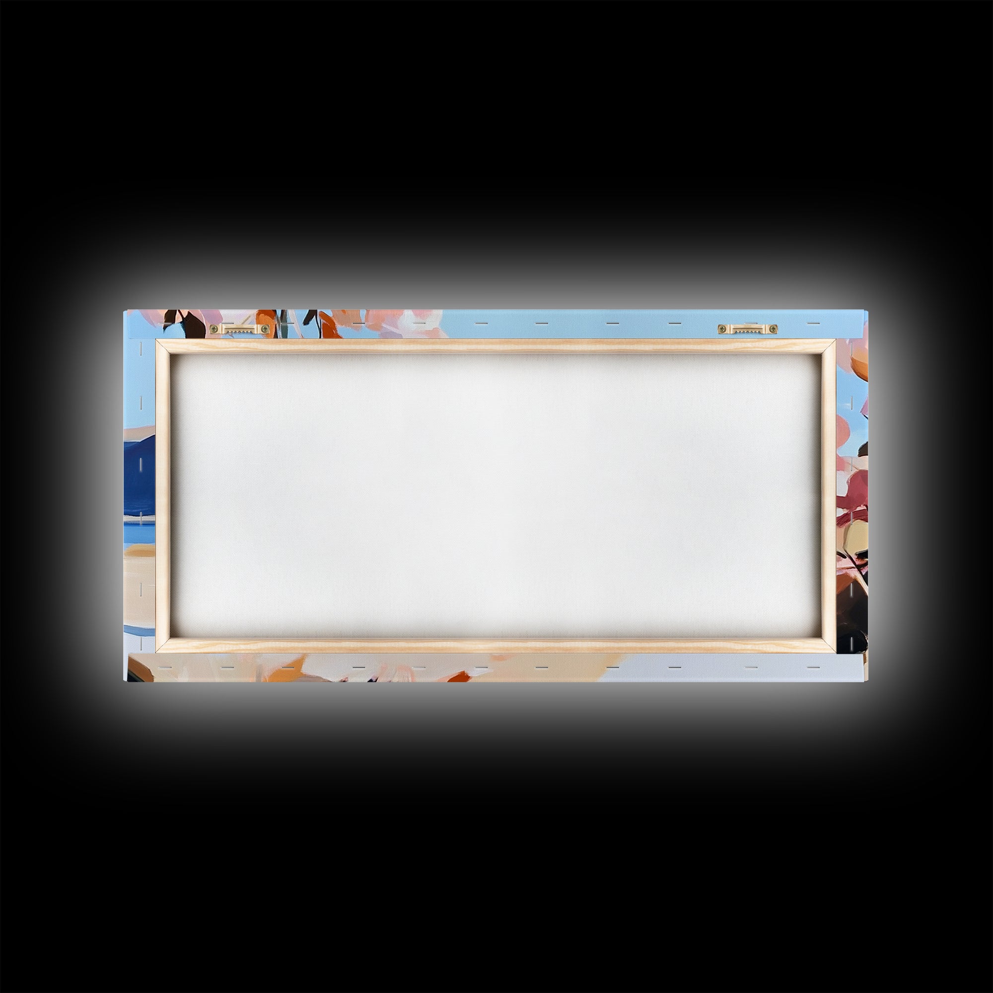 Coastal Flowers, Blue Ocean, Beach Aesthetic, Vibrant Nature Art, Boho Wall Decor, Bedroom Art, Pink Floral Scene, Canvas Print