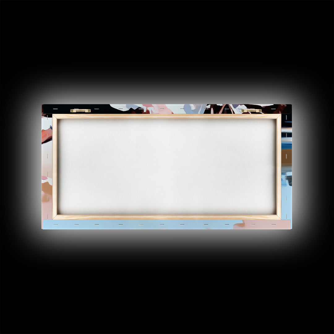 Beach Reflection, Coastal Landscape, Modern Seascape, Minimalist Decor, Framed Canvas Print, Ocean Tranquility, Relaxing Aesthetic