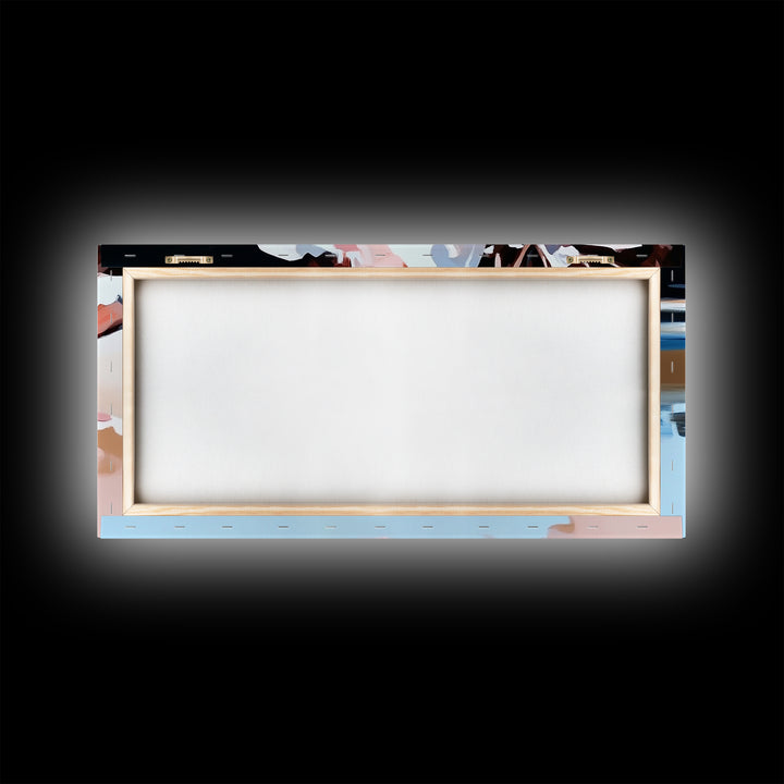 Beach Reflection, Coastal Landscape, Modern Seascape, Minimalist Decor, Framed Canvas Print, Ocean Tranquility, Relaxing Aesthetic