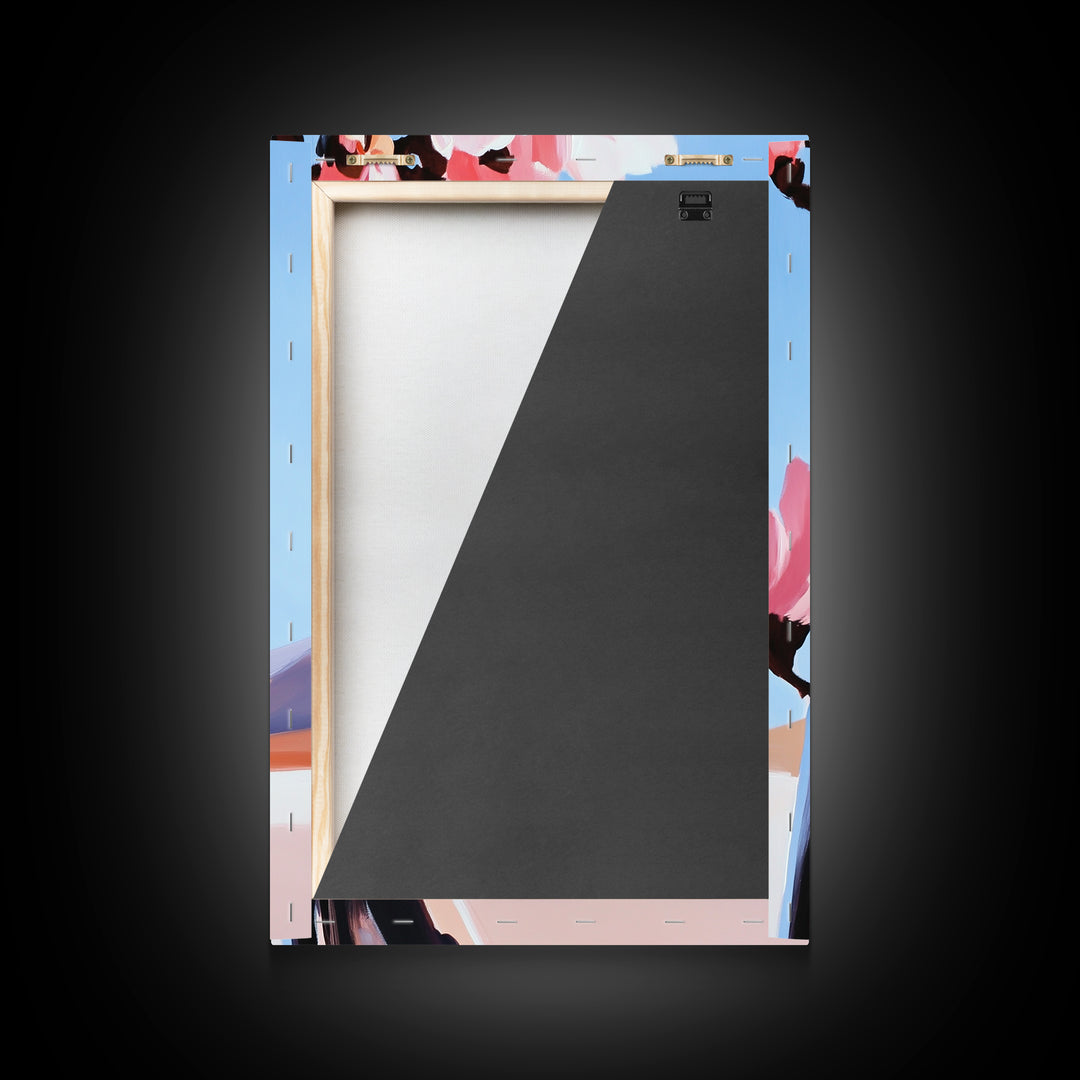 Blush Magnolia Art, Minimalist Floral Painting, Elegant Spring Decor, Pastel Botanical Print, Framed Canvas Print, Bedroom Wall Art