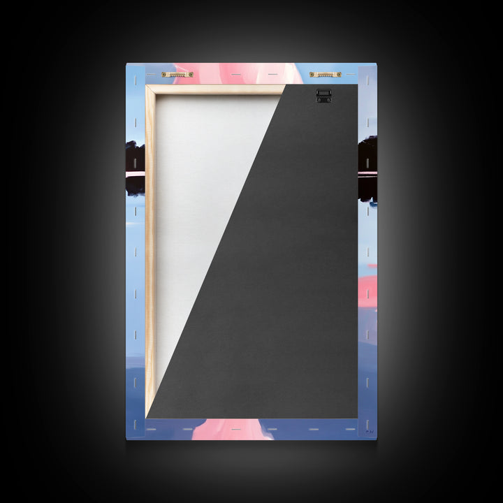 Pink Cloud, Reflection Art, Modern Landscape, Framed Canvas Print, Blue Sky Painting, Large Wall Art, Minimalist Decor, Office Art