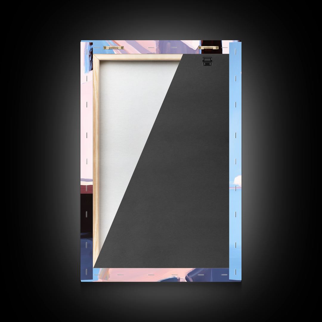 Coastal House, Seaside Home, Beachfront Art, Framed Canvas Print, Modern Coastal Art, Living Room Wall Art, Ocean Painting