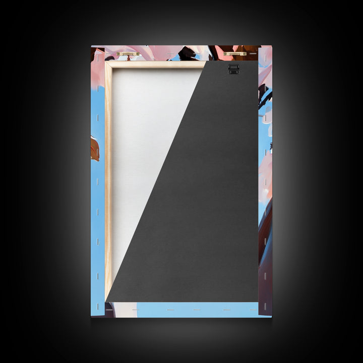 Cherry Blossom, Blue Sky, Framed Canvas Print, Spring Wall Art, Floral Painting, Pastel Decor, Nature Artwork, Bedroom Aesthetic