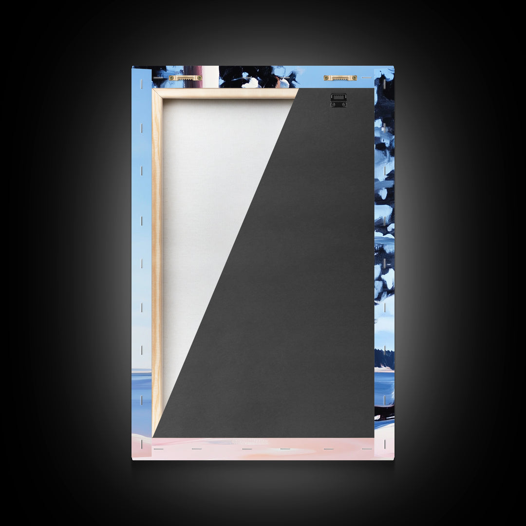 Coastal Tree, Lakeside Art, Tranquil Scene, Framed Canvas Print, Serene Nature Art, Minimalist Landscape, Living Room Wall Art