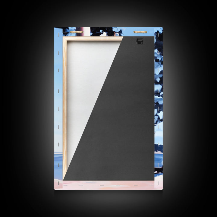 Coastal Tree, Lakeside Art, Tranquil Scene, Framed Canvas Print, Serene Nature Art, Minimalist Landscape, Living Room Wall Art