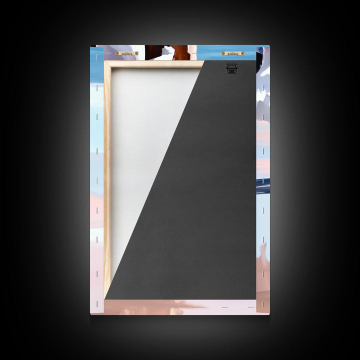 Barefoot Walk, Beach Reflection, Seaside Painting, Framed Canvas Print, Coastal Home Decor, Boho Art, Relaxing Bedroom Wall Art