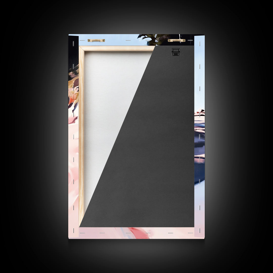 Coastal Forest Scene, Beach Landscape Art, Minimalist Seaside Painting, Framed Canvas Print, Boho Wall Decor, Nature Lover Gift, Bedroom Art