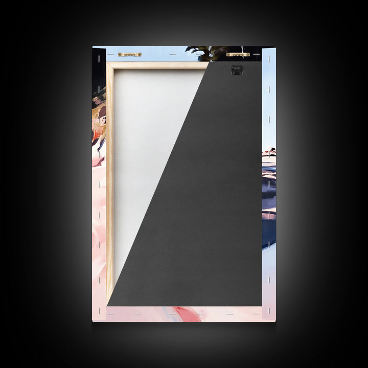 Coastal Forest Scene, Beach Landscape Art, Minimalist Seaside Painting, Framed Canvas Print, Boho Wall Decor, Nature Lover Gift, Bedroom Art