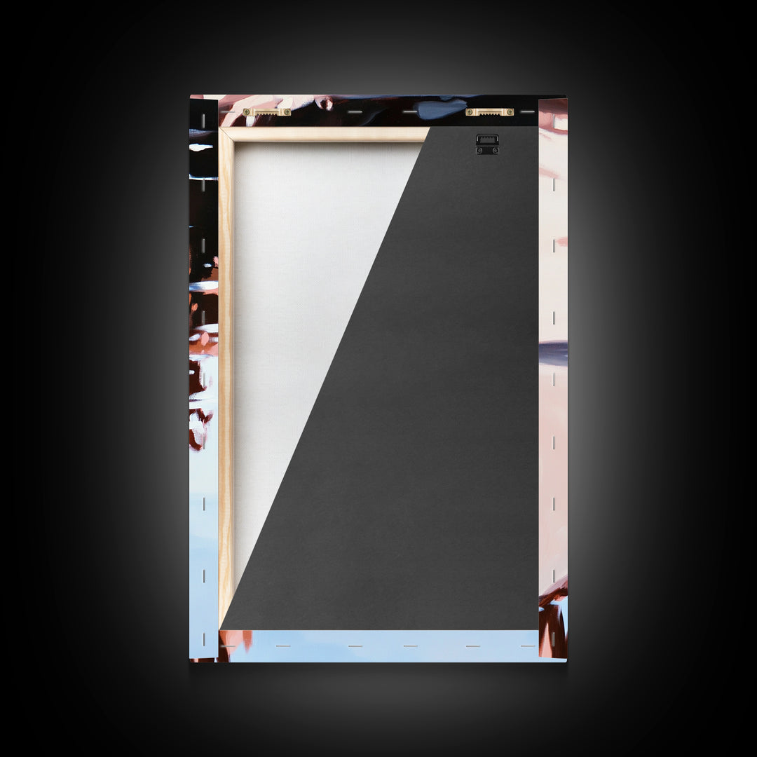 River Rock Art, Abstract Water Reflection, Serene Nature Print, Framed Canvas Print, Boho Landscape, Minimalist Decor, Living Room Art