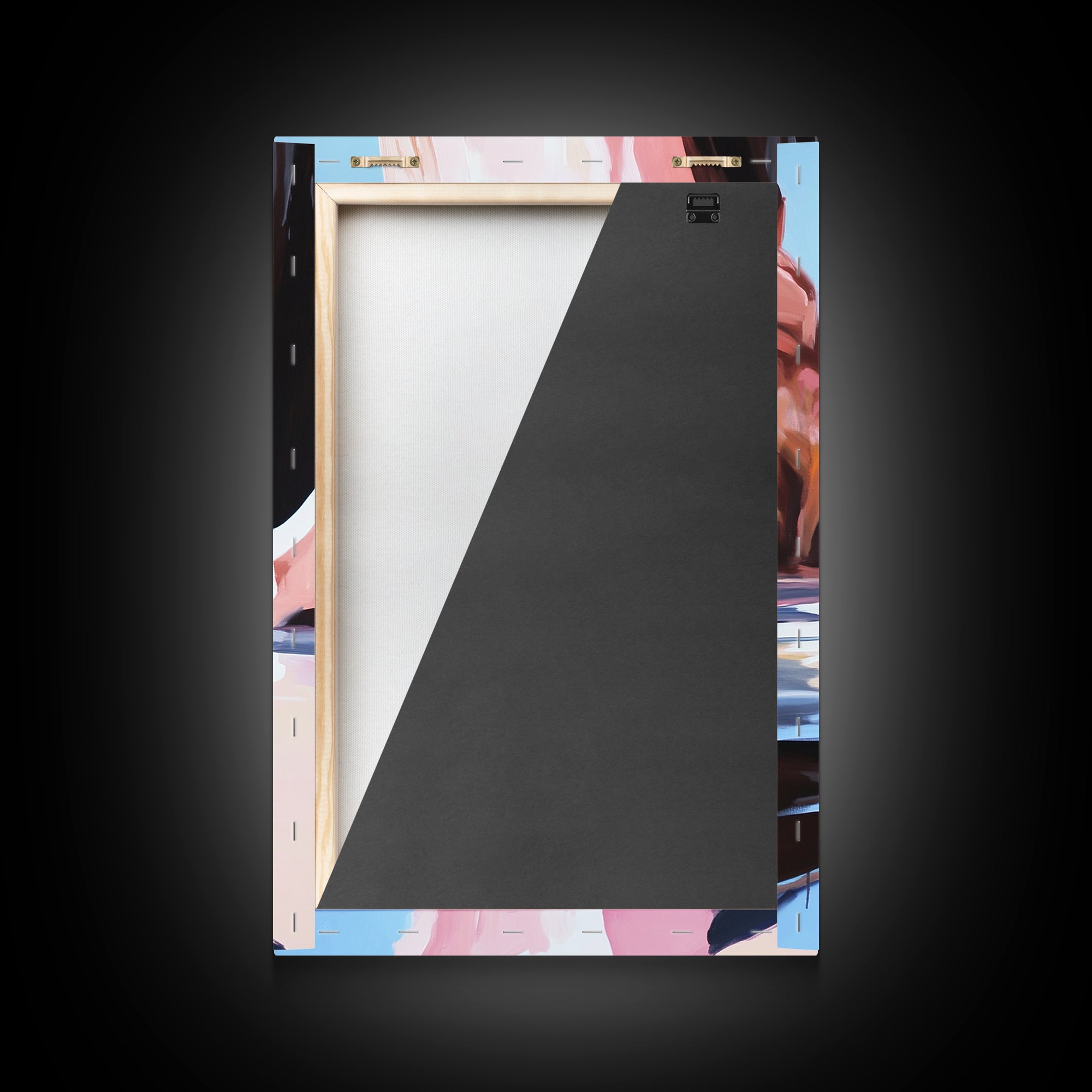 Cliffside Reflection, Coastal Wall Art, Beach House Decor, Blue and Pink Minimalist, Living Room Art, Framed Canvas Print