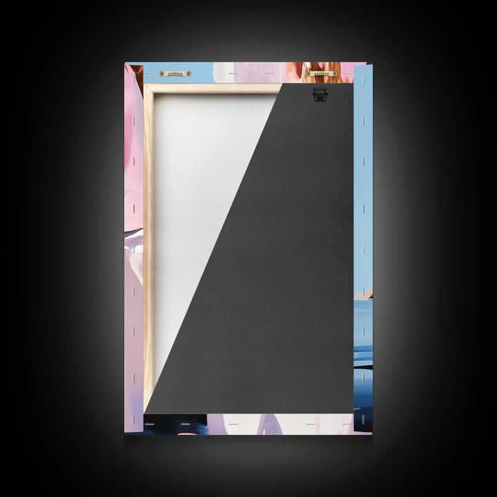 Abstract Rock, Water Reflection, Earthy Tones, Tranquil Nature Scene, Modern Aesthetic, Framed Canvas Print, Living Room Wall Art