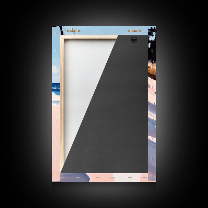 Beach Path, Coastal Art, Modern Seascape, Framed Canvas Print, Ocean Wall Art, Minimalist Beach Painting, Bedroom Wall Decor