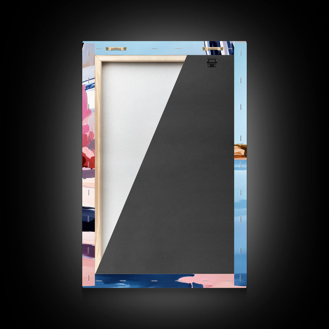 Boat Reflection, Nautical Wall Art, Ocean Painting, Framed Canvas Print, Coastal Living Decor, Modern Seascape, Beach House Artwork