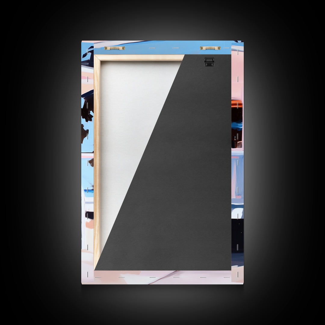 Beach House, Coastal Art, Nautical Decor, Minimalist Wall Art, Framed Canvas Print, Modern Home, Living Room Art, Pastel Painting