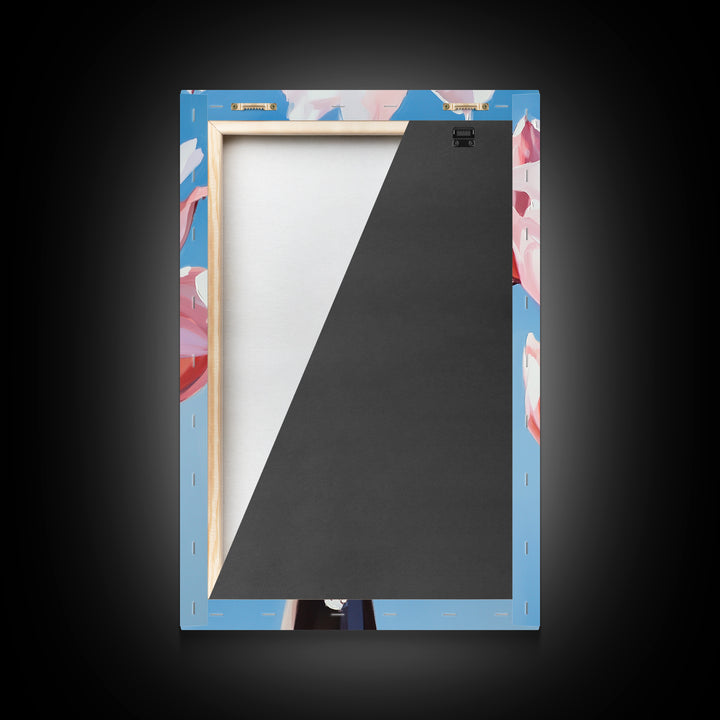 Blooming Cactus, Floral Desert Art, Southwestern Wall Decor, Minimalist Boho Painting, Framed Canvas Print, Pastel Botanical Wall Art