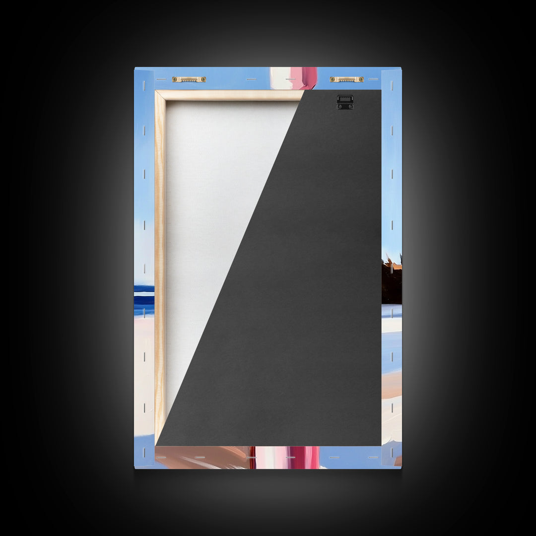 Abstract Coastal Pillar, Ocean Inspired Art, Minimalist Blue Aesthetic, Beach House Decor, Canvas Print, Framed Canvas Print