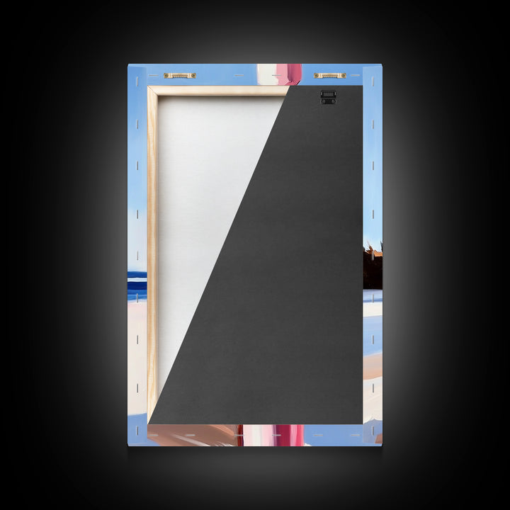 Abstract Coastal Pillar, Ocean Inspired Art, Minimalist Blue Aesthetic, Beach House Decor, Canvas Print, Framed Canvas Print