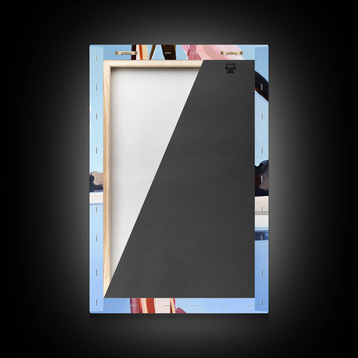 Botanical, Pink Flowers, Summer Nature Art, Canvas Print, Floral Painting, Minimalist Wall Decor, Feminine Home Art, Bedroom Wall Art