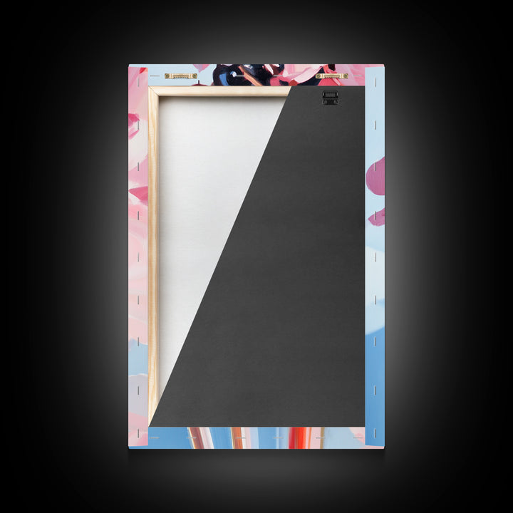 Blooming Flowers, Pink and Blue, Botanical Painting, Soft Aesthetic, Feminine Decor, Floral Home Art, Romantic Wall Art, Canvas Print