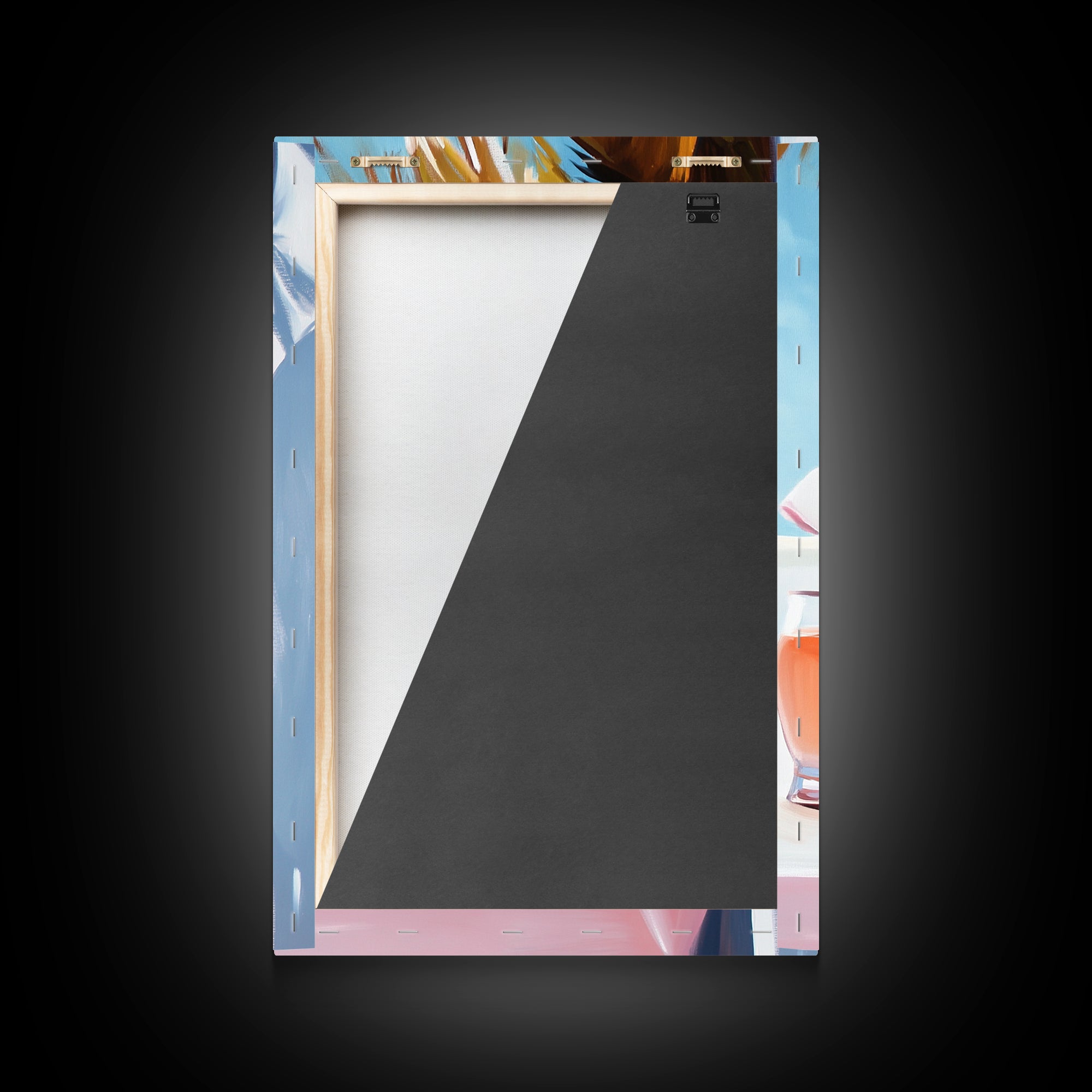 Beach Picnic, Palm Tree, Drinks, Framed Canvas Print, Summer Wall Art, Tropical Aesthetic, Kitchen Art, Coastal Home Decor, Boho Art