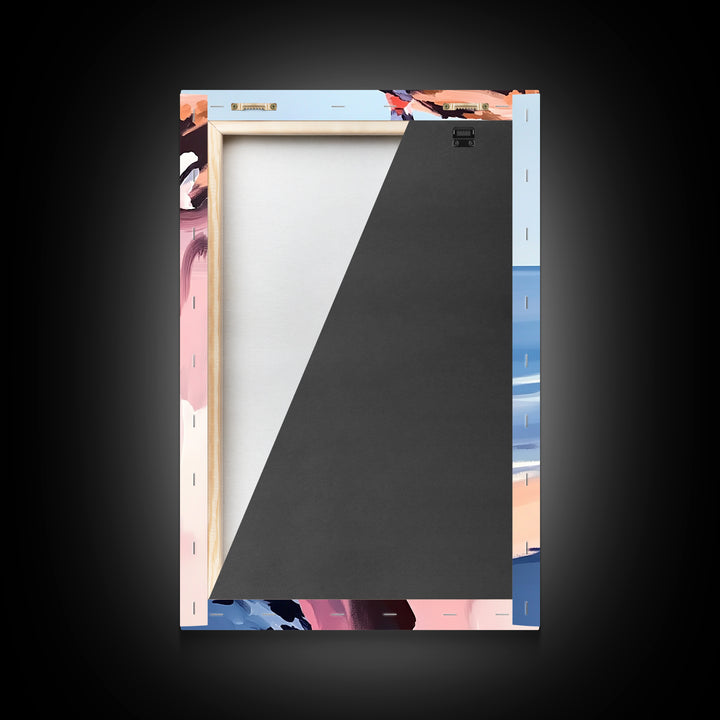 Cliffside Ocean Art, Coastal Landscape Painting, Serene Seaside Decor, Beach House Print, Framed Canvas Print, Living Room Wall Art