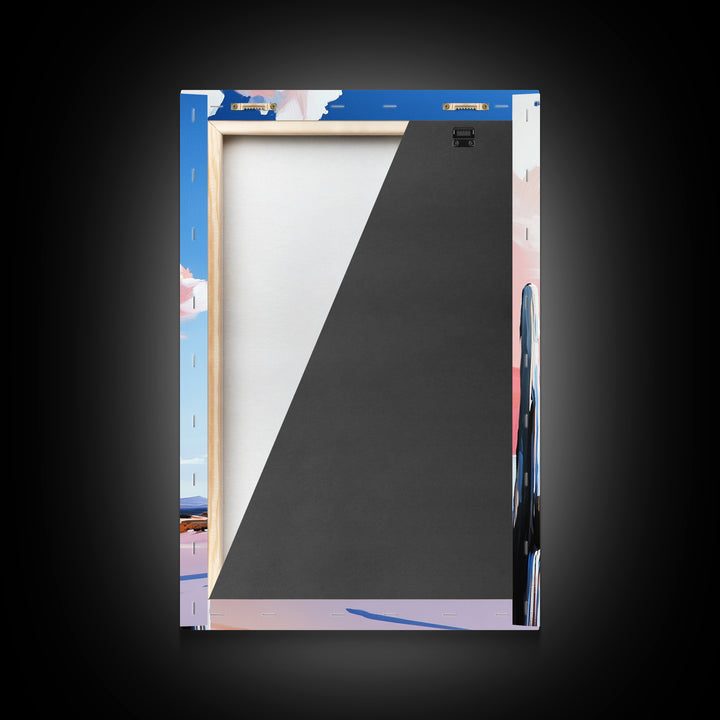 Desert Cactus Art, Southwestern Landscape Painting, Warm Boho Decor, Modern Nature Print, Framed Canvas Print, Living Room Wall Art