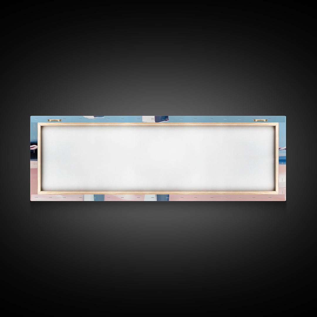 Beach Fence, Coastal Barrier, Ocean Landscape, Framed Canvas Print, Minimalist Seaside Art, Nautical Wall Decor, Summer Home Artwork