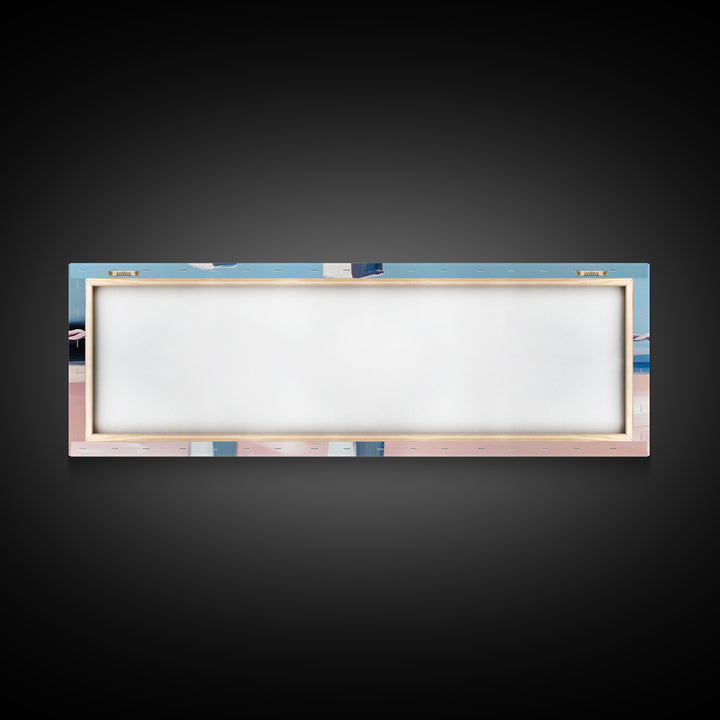 Beach Fence, Coastal Barrier, Ocean Landscape, Framed Canvas Print, Minimalist Seaside Art, Nautical Wall Decor, Summer Home Artwork